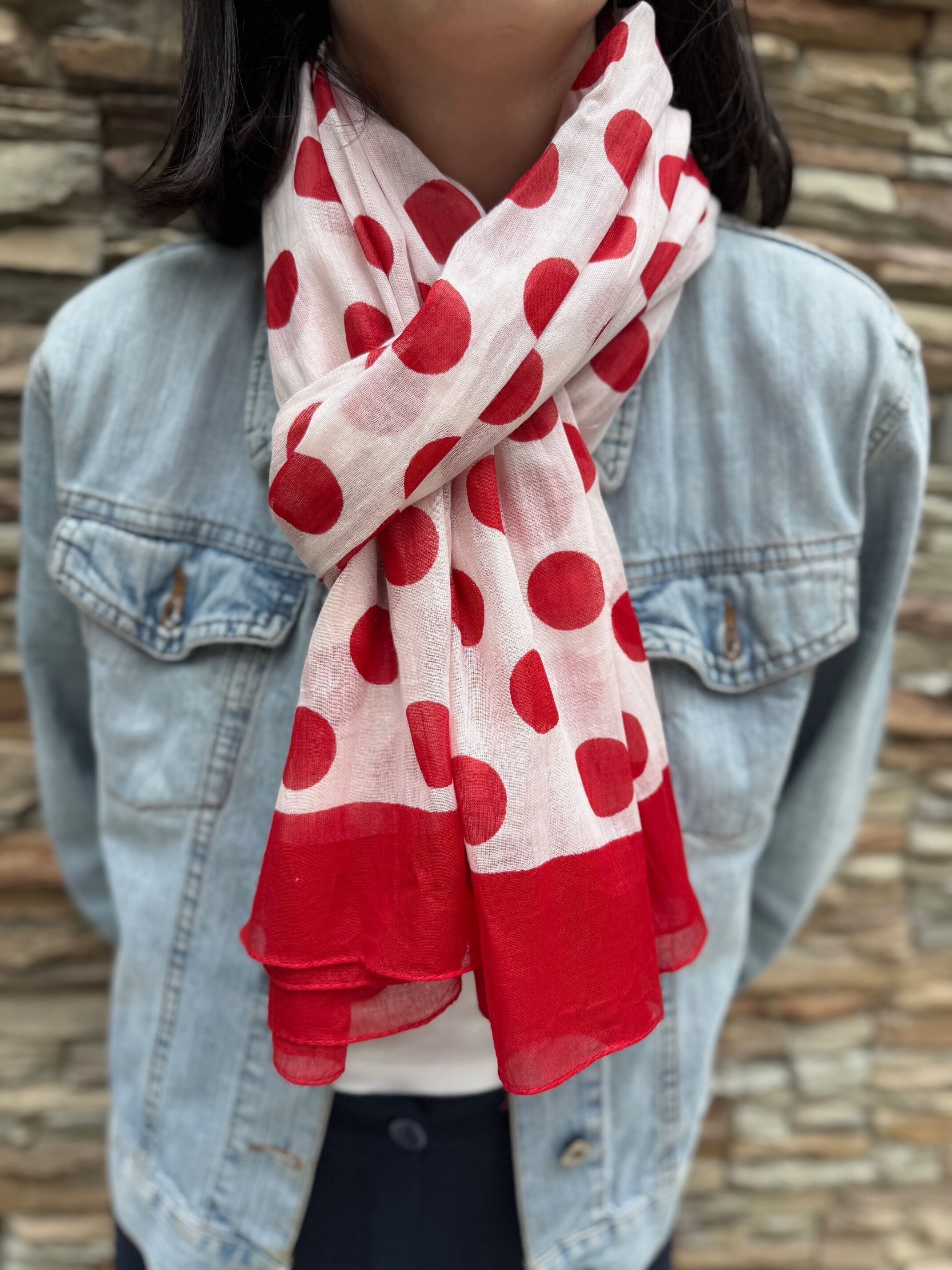 Sciarpa grande a pois 100% cotone - Pareo