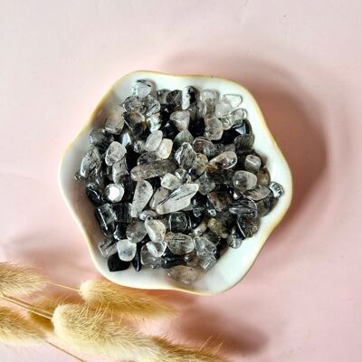 Gemstone Tourmaline Rutilated Quartz Chips Tumbled Stones 5-9mm (per 100 grams)