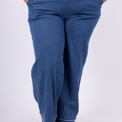 GRANDE TAILLE Pantalon jean large en denim léger - PPN2542GT