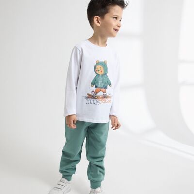T-shirt bianca a maniche lunghe da bambino JBI65220