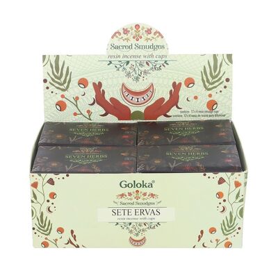 Gobelets d'encens en résine aux sept herbes de Goloka