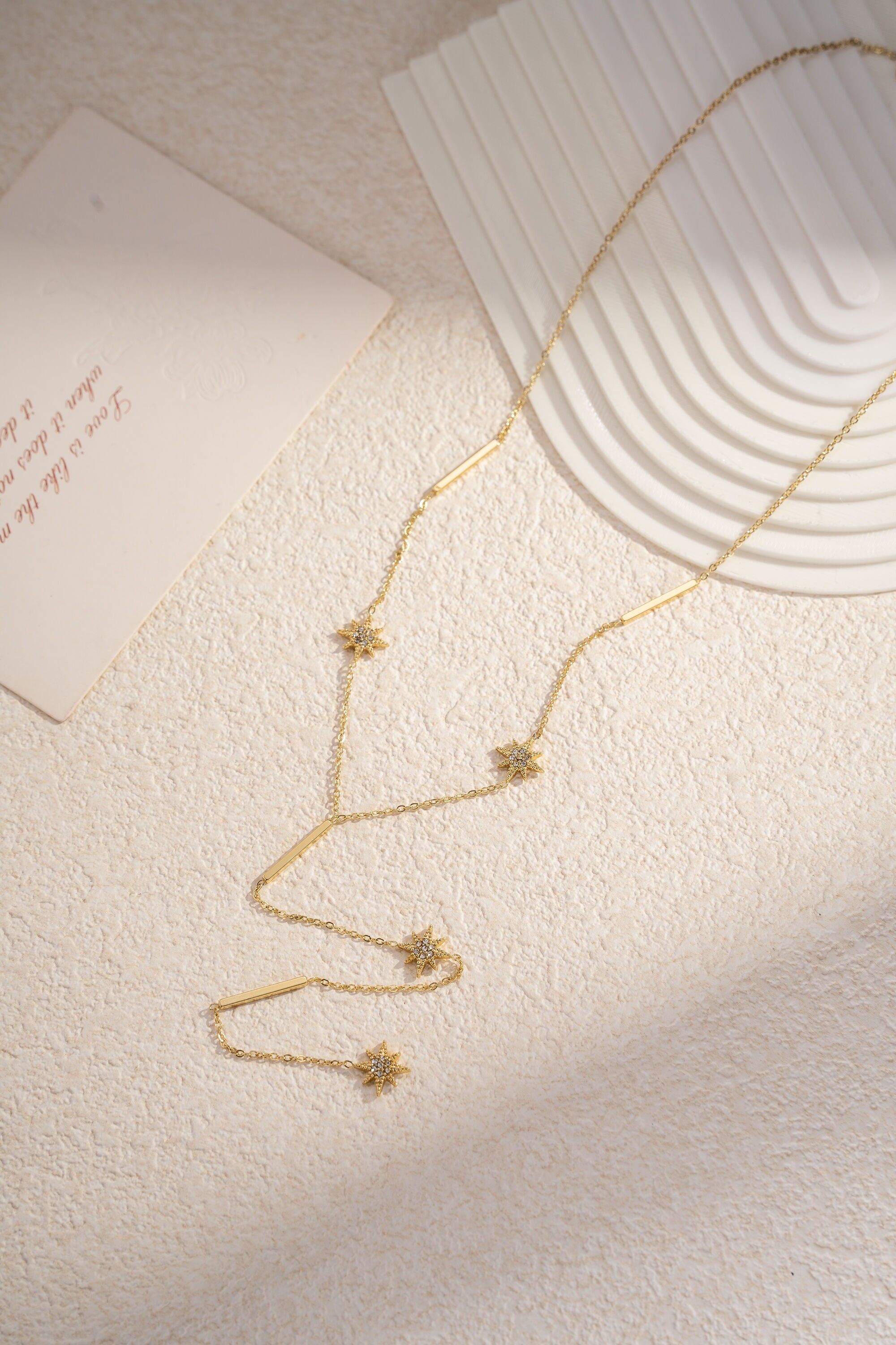 Y-Halskette aus Edelstahl mit Strassstern