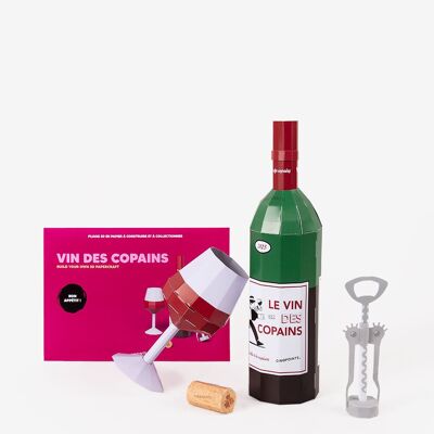 Modelo de papel 3D Amigos del vino - Actividad de manualidades - Regalo creativo de Navidad