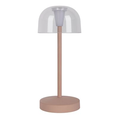 Juego de 2 lámparas de mesa LED a batería "Gomba" para interior y exterior, fabricadas en metal y plástico color Almendra Escarchada, 18,5 cm de alto.