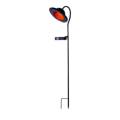 Lampada solare a LED "Bowler" con picchetto da terra per giardino e terrazza in metallo e plastica nera, con LED integrati, lampada solare per il giardino alta 86 cm