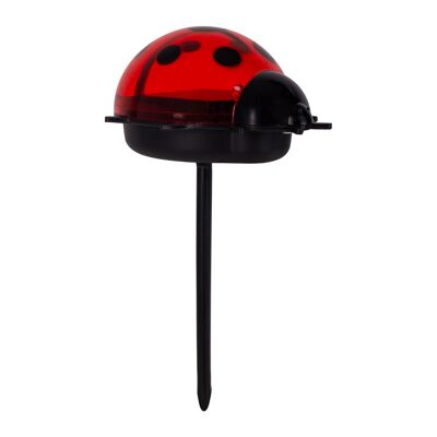Picchetti solari decorativi "COCCINELLA" set da 5, 7,8 x 6 cm, altezza 14,2 cm, plastica nei colori nero, rosso e giallo, tre coleotteri rossi e due gialli nel set, LED integrati, bianco freddo