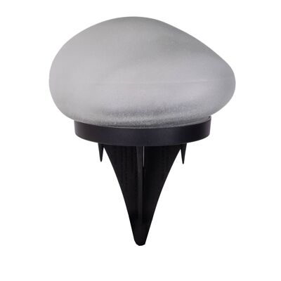 Picchetti da terra "Guri" 14 x 12 cm, altezza 8,5 cm, plastica nera, pesante, vetro trasparente, LED integrati, bianco caldo