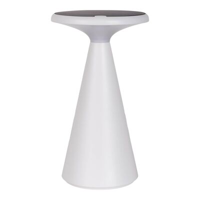 Lampada da tavolo a batteria solare "Palu" per uso interno ed esterno, in plastica bianca, alta 20 cm