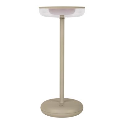 Lampada da tavolo a batteria "PASI" per interni ed esterni, in metallo e plastica, colore beige, dimmerabile, con funzione touch e memory, ca.26 cm di altezza