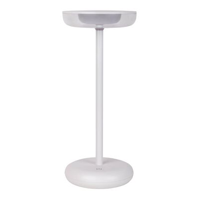 Lampada da tavolo a batteria "PASI" per interni ed esterni, in metallo e plastica bianca, dimmerabile, con funzione touch e memory, ca.26 cm di altezza