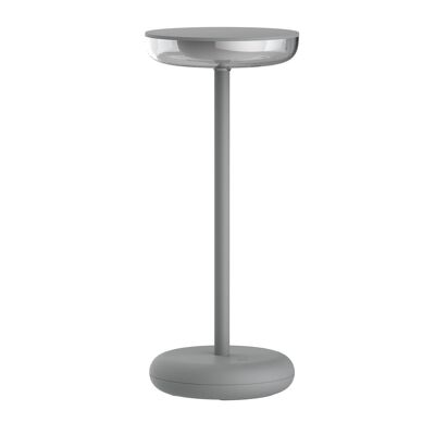 Lampada da tavolo a batteria "PASI" per interni ed esterni, in metallo e plastica grigia, dimmerabile, con funzione touch e memory, ca.26 cm di altezza