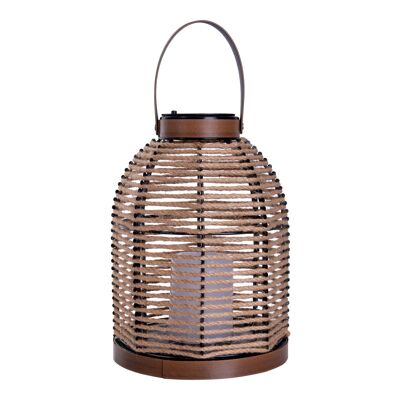 Lampada solare a LED "Korbinian" per giardino e terrazza, lampada decorativa in metallo con rivestimento in juta naturale, LED integrati, lampada solare per esterni 29 x 21 cm