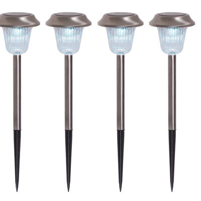 Set di 6 luci LED da esterno "Gustav" con picchetto da terra, acciaio inox e acrilico, con LED integrati in bianco freddo, altezza 39 cm