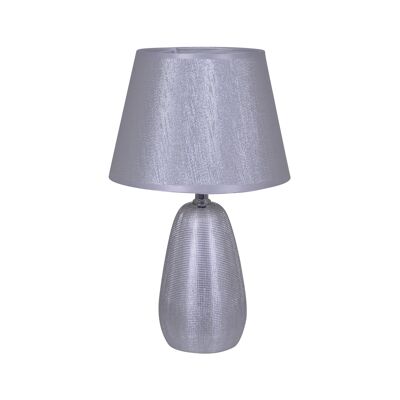 Ceramic table lamp h: 37 cm "SIMLY CERAMICS", table lamp made of ceramic, silver, with E14 socket, for dining room, living room, hallway or office, 31 cm high