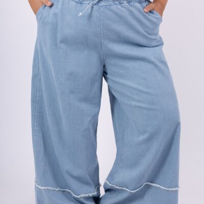 GRANDE TAILLE Jean denim élastiquée à revers - PPN2520GT