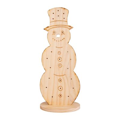 Luce decorativa a LED in legno "SNOWY" piccola, decorazione natalizia in legno naturale, con LED integrati, per uso esterno