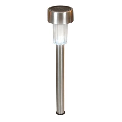 Estaca solar LED "EDDA" H: 36 cm, para exterior, estaca de metal y plástico en acero brillante, LED integrado.
