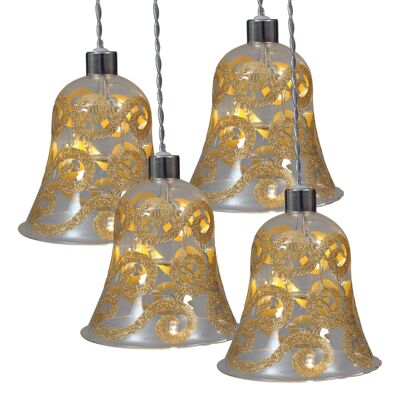 Decorative glass with fairy lights "Bell" set of 4