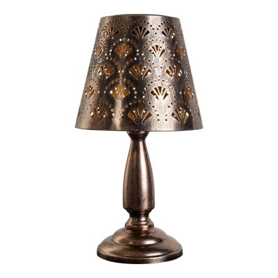 Lámpara de mesa solar LED "ELSA" - Lámpara de mesa para exterior fabricada en metal en latón antiguo, con LED integrados.