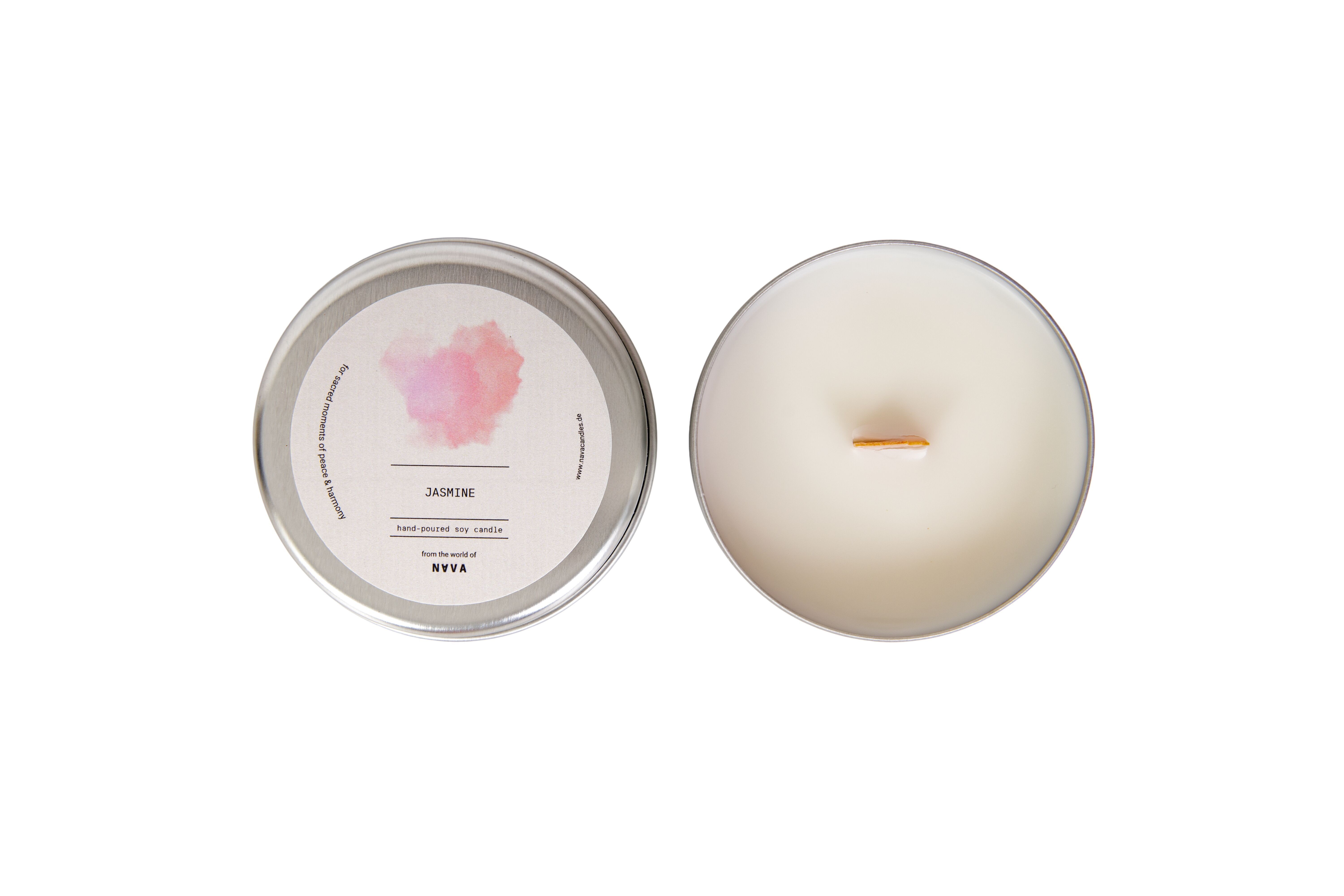 Candela di soia al gelsomino da 100 ml in lattina di alluminio riciclato