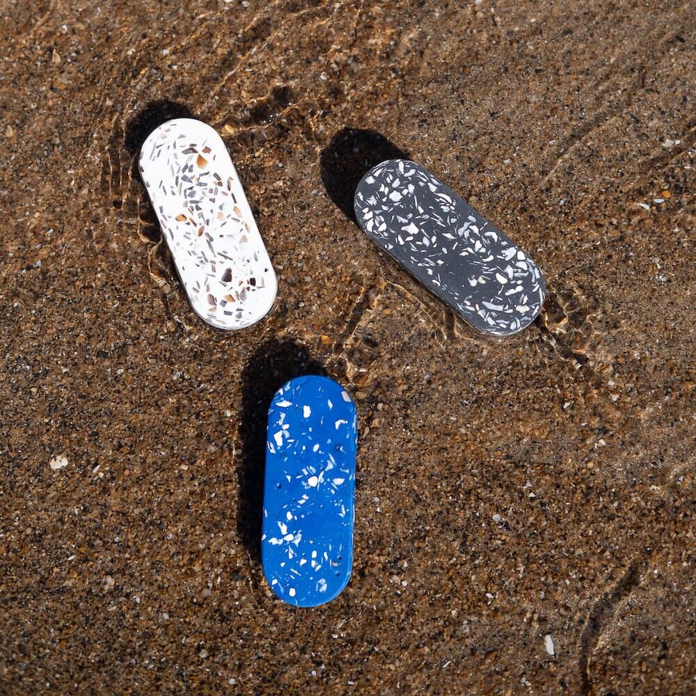 Furniture handle made from recycled shells