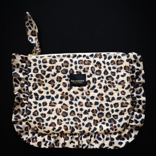 Pochette plate M - léopard beige