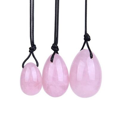 Drilled Rose Quartz Yoni Eggs