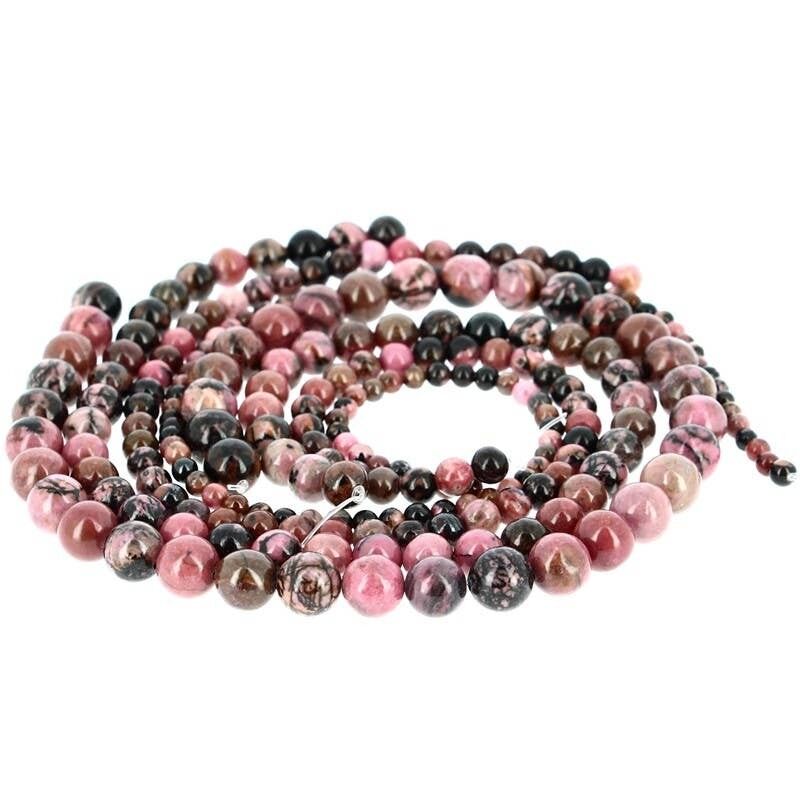 Perle di rodonite rosa e nera