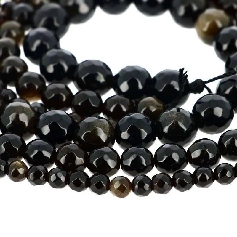 Perle di ossidiana dorata sfaccettata