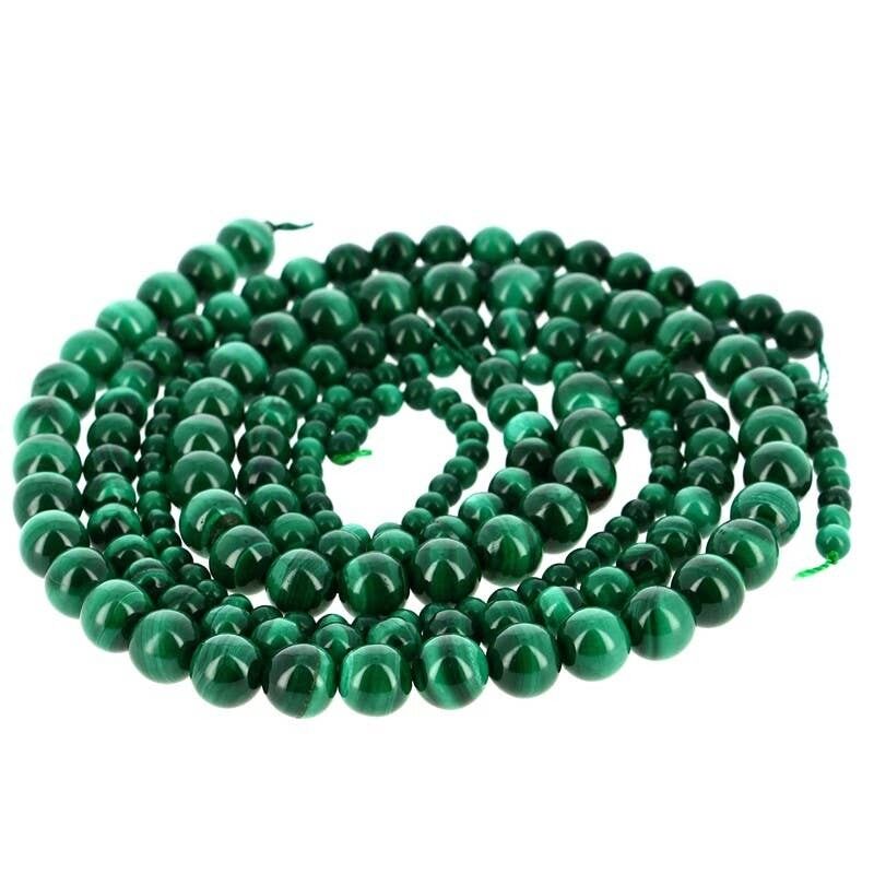 Perle di malachite AA autentiche (scure)
