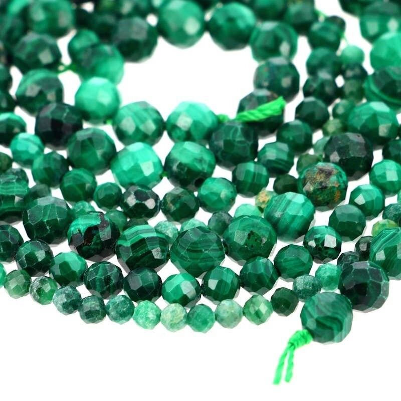 Perle di malachite extra sfaccettate autentiche