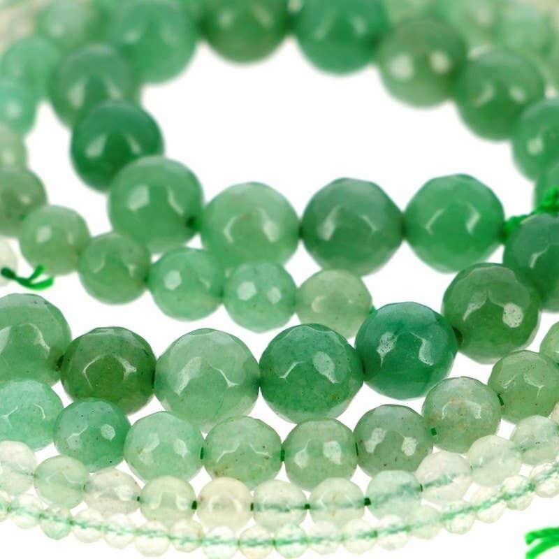 Perle di avventurina verde sfaccettata