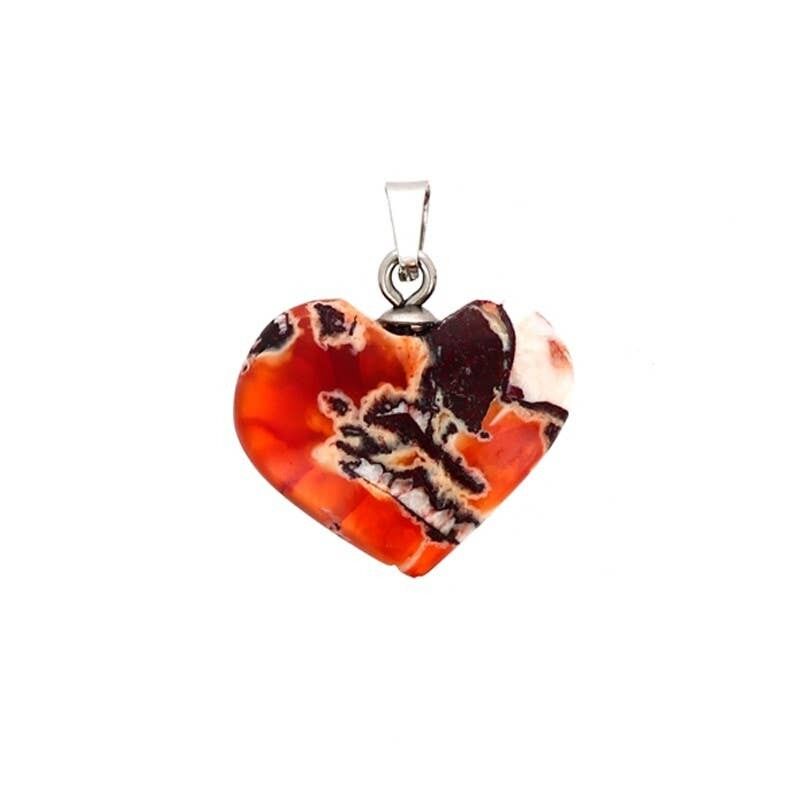 Ciondolo a forma di cuore in agata breccia da 2 a 3 cm