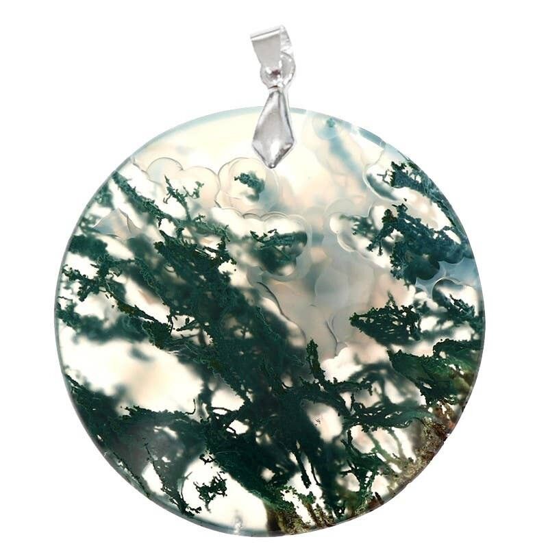 Ciondolo rotondo in agata muschiata del Madagascar, 2 e 5.5CM