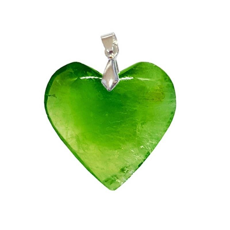 Ciondolo a forma di cuore in fluoro verde da 2.5 a 3.5CM