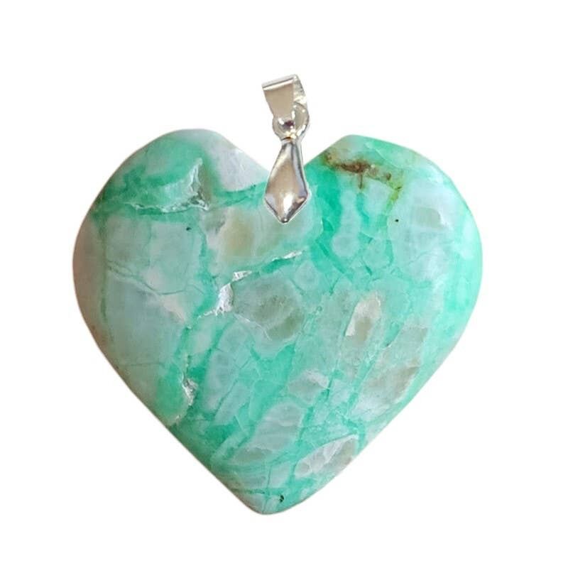 Ciondoli a forma di cuore in pietra di luna verde da 2 pezzi.5 a 3.5CM