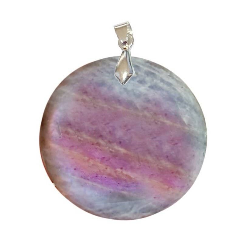 Ciondoli rotondi in labradorite grigia con riflessi viola