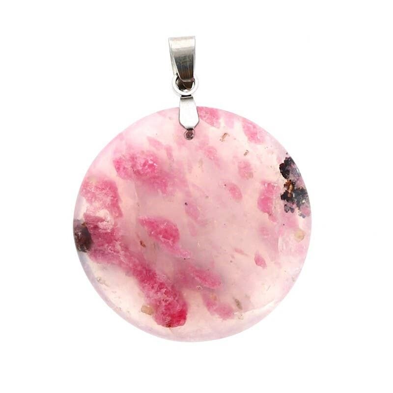 2 pendenti rotondi in quarzo rodonite.5 a 3.5CM