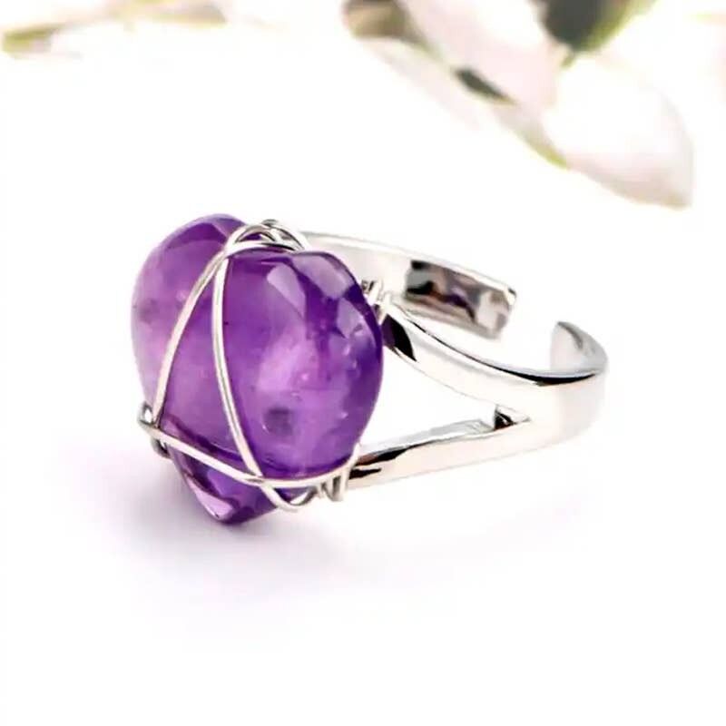 Anelli regolabili a forma di cuore in ottone placcato argento 1.6 CM