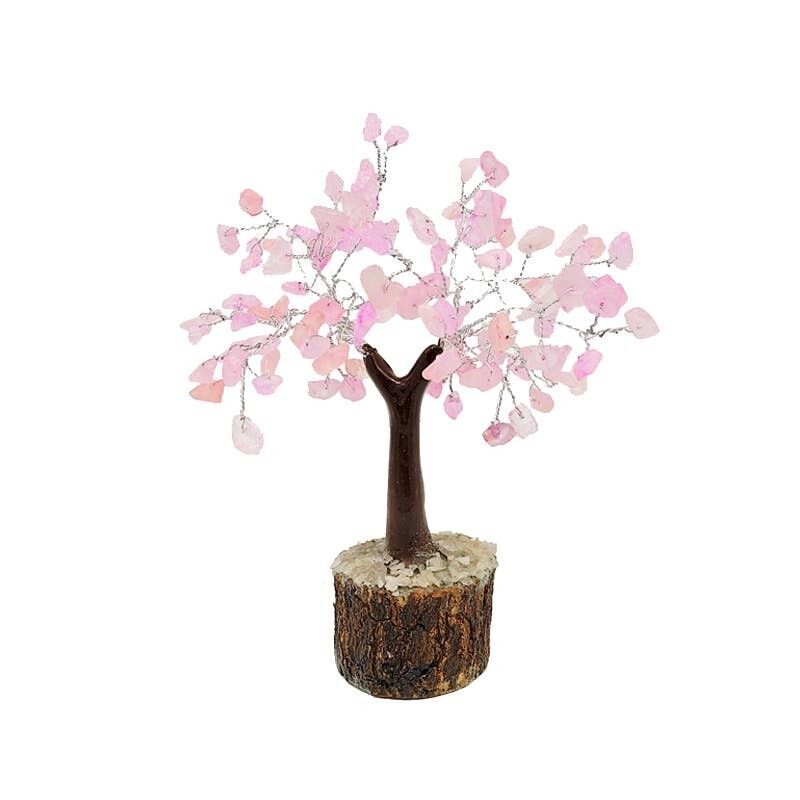 Albero della Felicità Quarzo Rosa (colorato) 100 pietre 18 cm