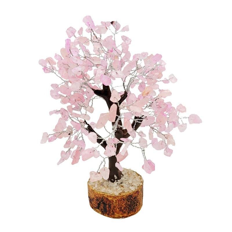 Albero della Felicità Quarzo Rosa (colorato) 300 pietre 21 cm