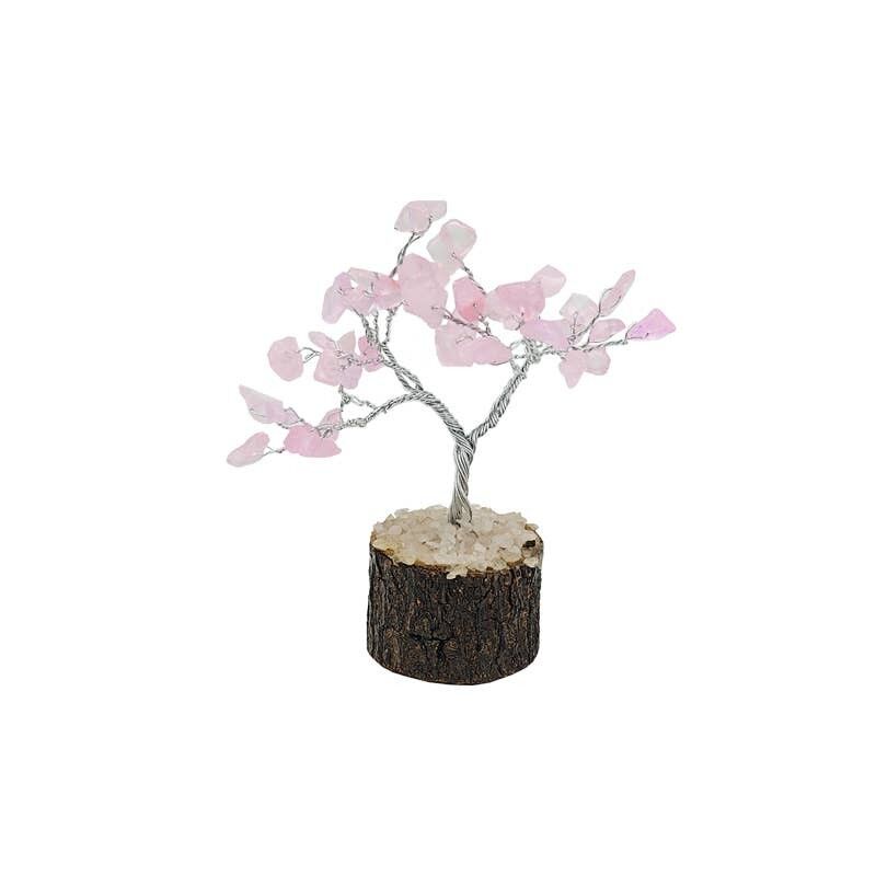 Albero della Felicità Quarzo Rosa (colorato) 40 pietre 14 cm