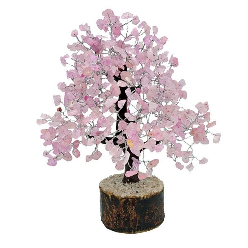 Albero della Felicità Quarzo Rosa (colorato) 500 pietre 25 cm