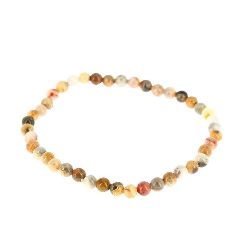 Bracciale in agata con perline Crazy Lace da 4 mm
