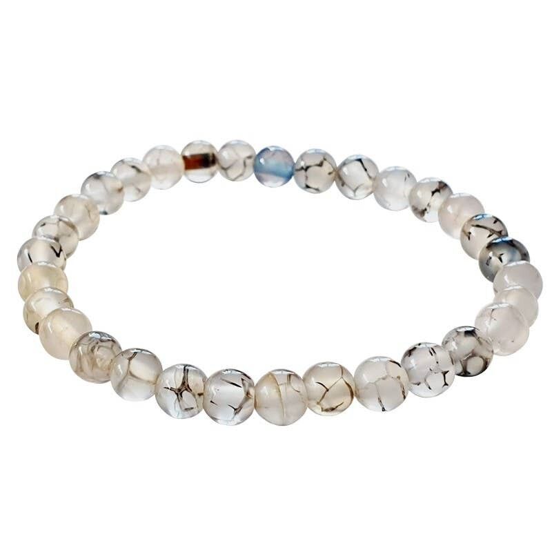 Bracciale in perle di agata drago 6 mm