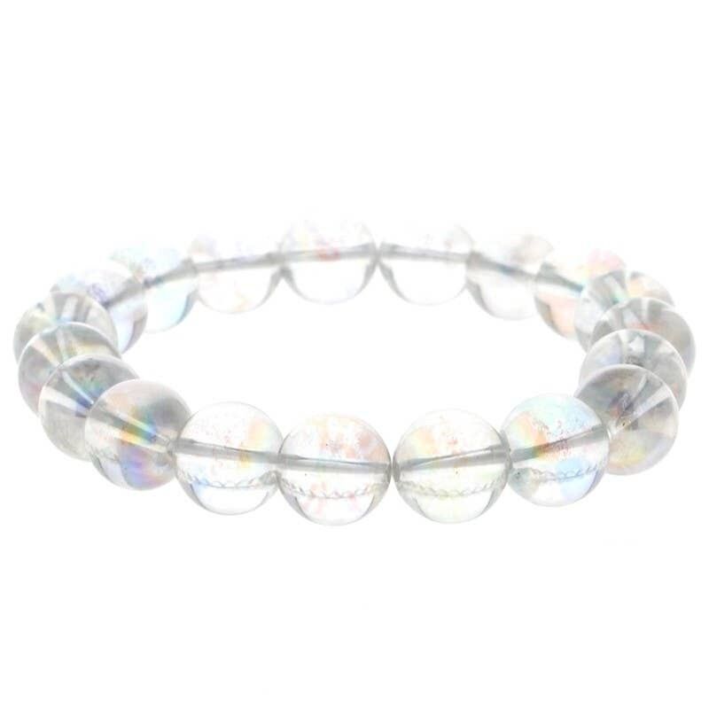 Bracciale Angel Aura su base di cristallo di rocca, perline da 10 mm