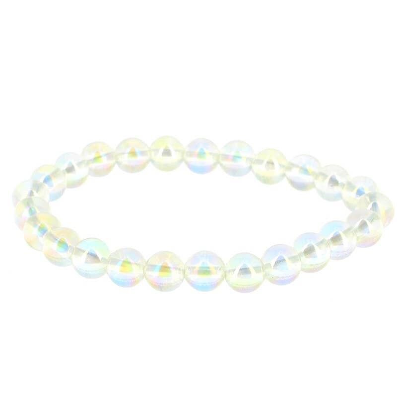 Bracciale Angel Aura su base di cristallo di rocca, perline da 8 mm
