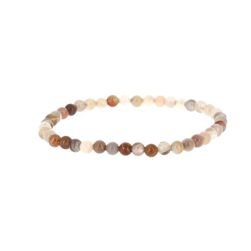 Bracciale in agata del Botswana, perle da 4 mm