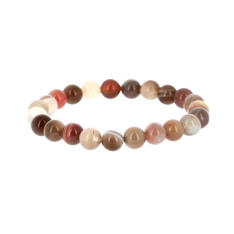 Bracciale in agata del Botswana, perle da 8 mm