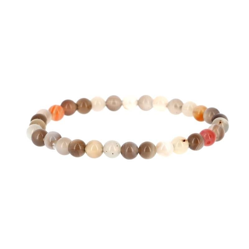 Bracciale in agata del Botswana, perle da 6 mm